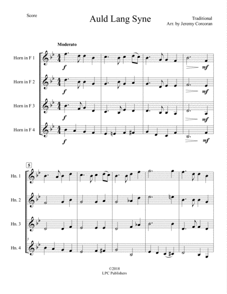 Auld Lang Syne For French Horn Quartet Page 2