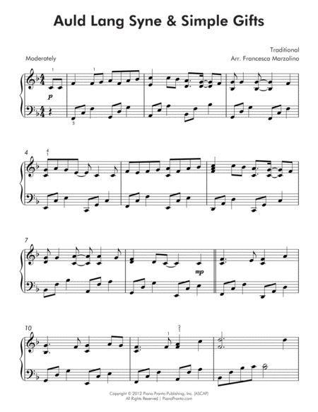 Auld Lang Syne Intermediate Piano Page 2