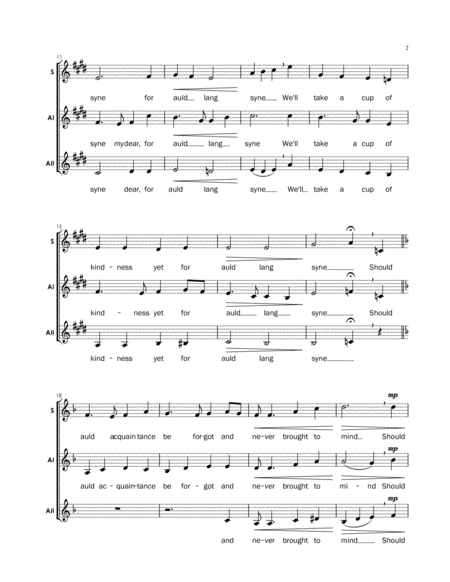 Auld Lang Syne Saa A Cappella Page 2