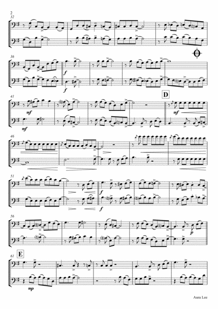 Aura Lee Love Me Tender Elvis Duet Cello Page 2