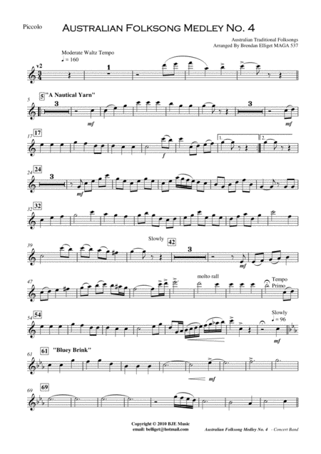 Australian Folksong Medley No 4 Concert Band Page 2