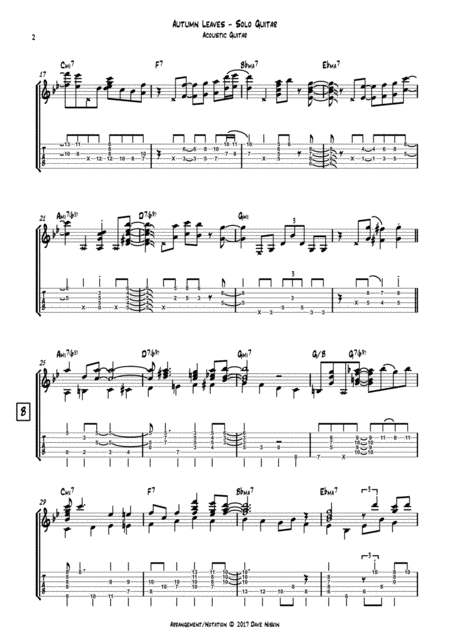 Autumn Leaves Dave Niskin Solo Guitar Arrangement Page 2