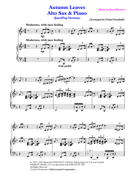 Autumn Leaves For Alto Sax And Piano Page 2