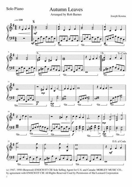 Autumn Leaves For Piano Page 2