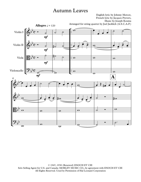 Autumn Leaves For String Quartet Page 2