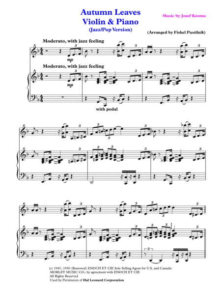 Autumn Leaves For Violin And Piano Page 2