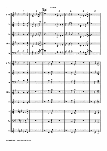 Autumn Leaves Jazz Classic Les Feuilles Mortes Brass Trio Page 2