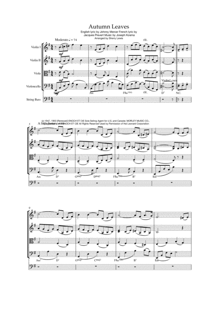 Autumn Leaves String Quartet For String Quartet Page 2