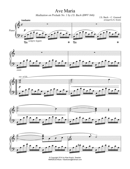 Ave Maria Bach Gounod For Piano Solo Vith Voice Part Page 2