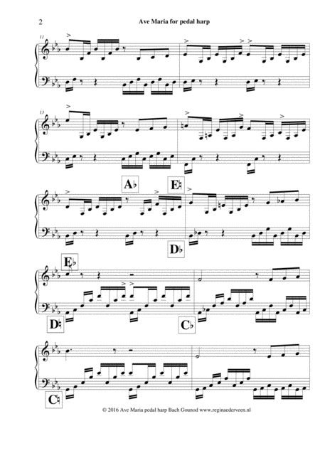 Ave Maria Bach Gounod Pedal Harp Solo Page 2