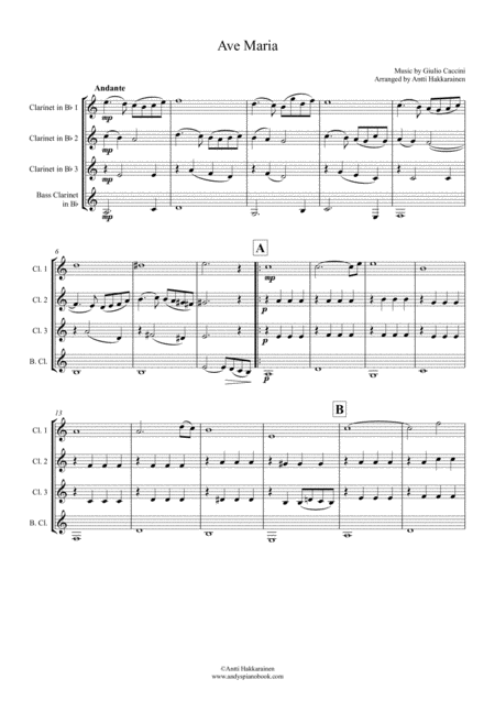 Ave Maria By G Caccini Clarinet Quartet Page 2