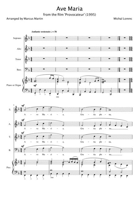 Ave Maria By Michal Lorenc Arranged For Satb Page 2