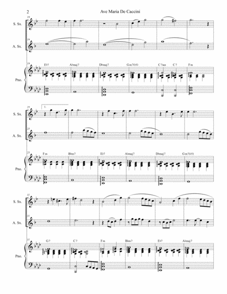 Ave Maria De Caccini Duet For Soprano Alto Saxophone Page 2