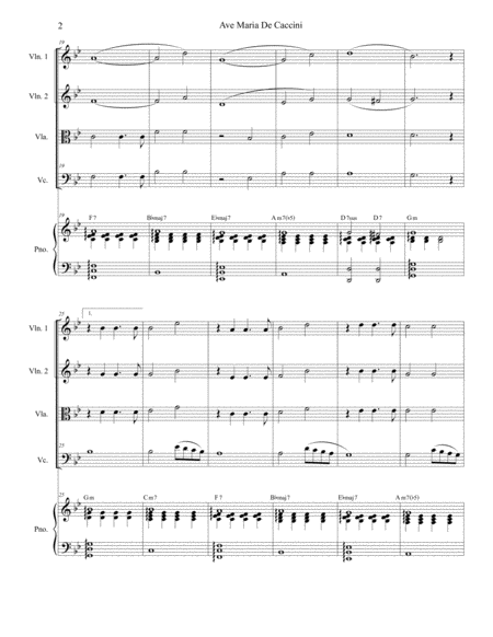 Ave Maria De Caccini For String Quartet And Piano Page 2