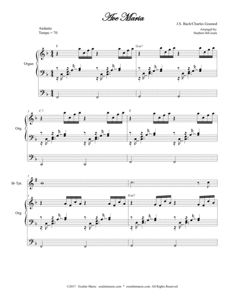 Ave Maria Duet For Bb Trumpet And French Horn Organ Accompaniment Page 2