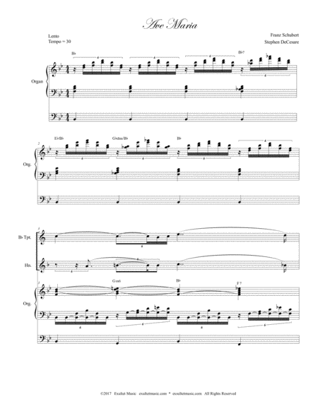 Ave Maria Duet For Bb Trumpet French Horn Organ Accompaniment Page 2