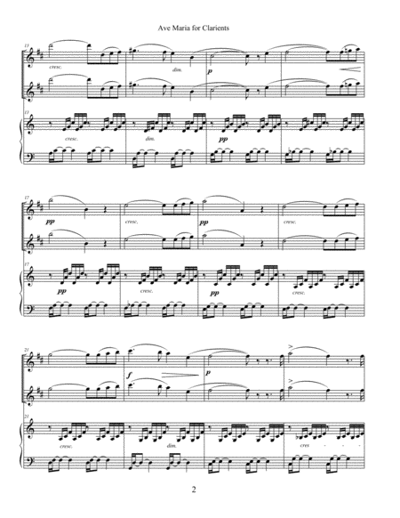 Ave Maria Duet For Clarinets Piano Score Page 2