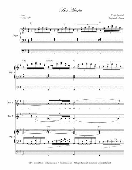 Ave Maria For 2 Part Choir Low Key Organ Accompaniment Page 2