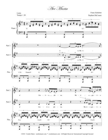 Ave Maria For 2 Part Choir Low Key Piano Accompaniment Page 2