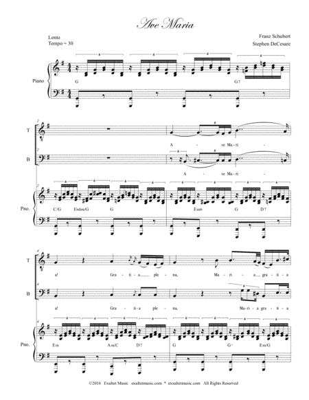 Ave Maria For 2 Part Choir Tb Low Key Piano Accompaniment Page 2