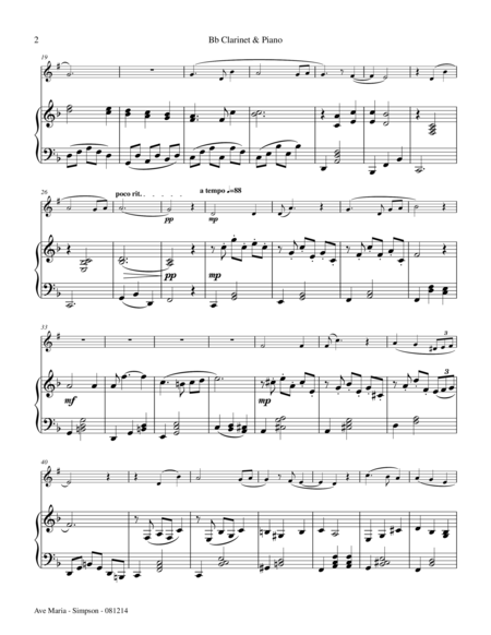 Ave Maria For Bb Clarinet Piano Page 2
