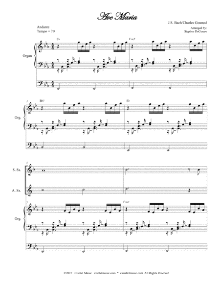 Ave Maria For Saxophone Quartet Organ Accompaniment Page 2