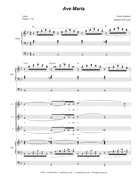 Ave Maria For Ssa Organ Accompaniment High Key Page 2