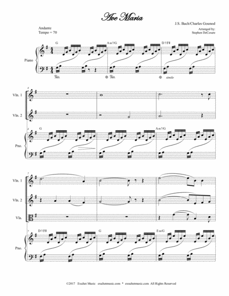 Ave Maria For String Quartet Piano Accompaniment Page 2