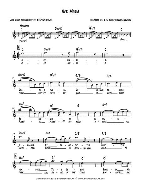 Ave Maria Gig Pack 3 Lead Sheet Arrangements Of Ave Maria As Composed By Bach Gounod Schubert Caccini Page 2