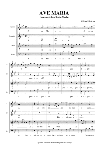 Ave Maria In Annunciatione Beatae Mariae Palestrina For Satb Choir Page 2