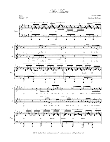 Ave Maria Portuguese Lyrics For 2 Part Choir Sa Medium Key Piano Accompaniment Page 2