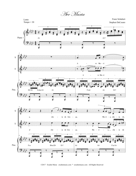 Ave Maria Portuguese Lyrics For 2 Part Choir Soprano Tenor Piano Accompaniment Page 2