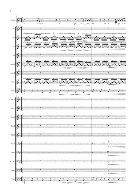 Ave Maria Schubert For Soprano Voice And Small Concert Band Key Of Bb Page 2