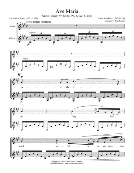 Ave Maria Schubert For Voice And Guitar A Major Page 2