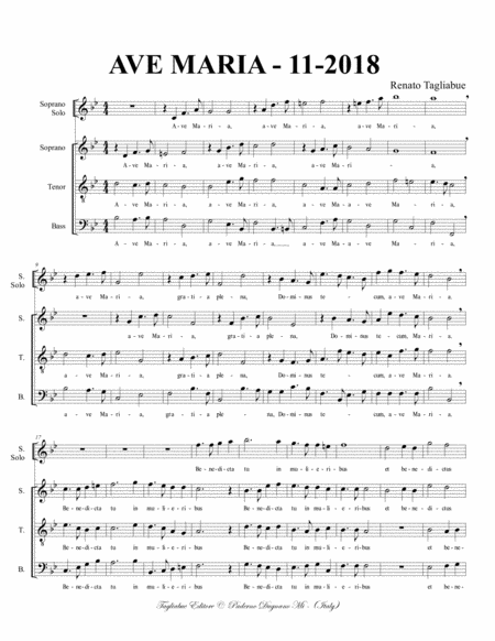 Ave Maria Tagliabue 11 2018 For Soprano Solo And Stb Choir Page 2