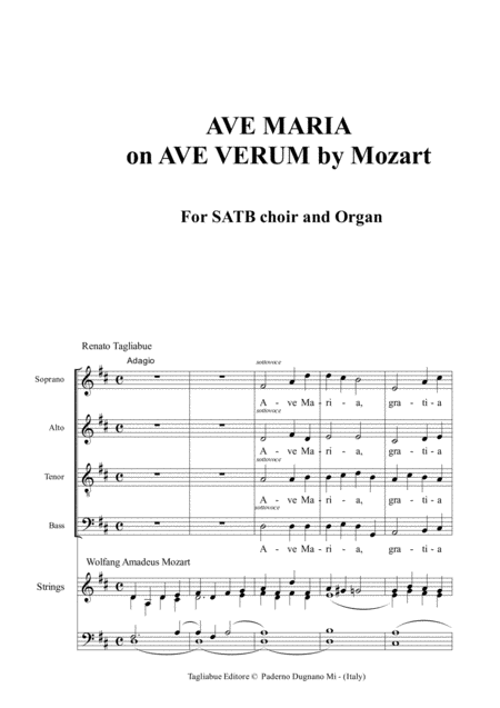 Ave Maria Tagliabue On Ave Verum By Mozart Satb Choir And Organ Page 2