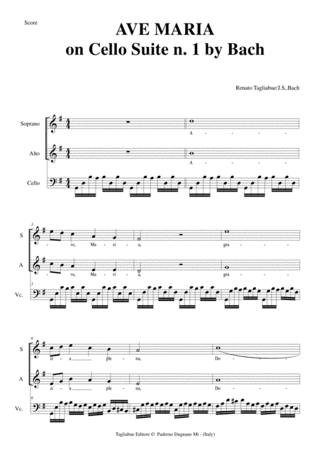 Ave Maria Tagliabue On Cello Suite N 1 By Bach With Cello Part Page 2