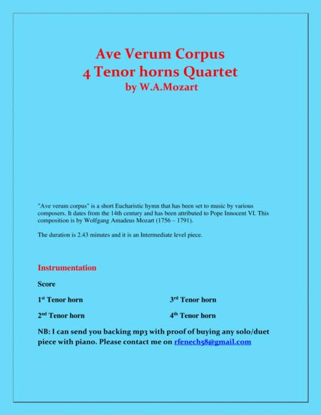 Ave Verum Corpus 4 Tenor Horns Intermediate Level Page 2