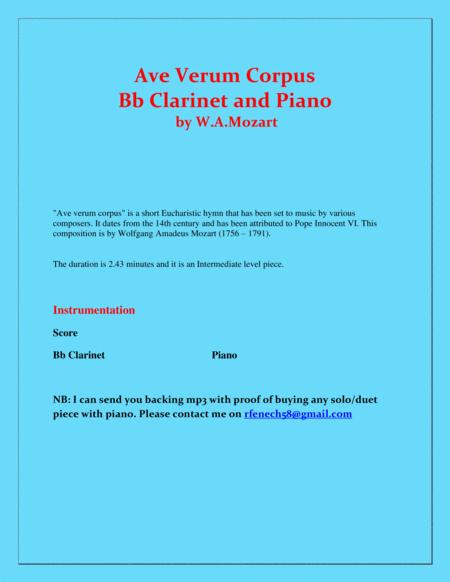 Ave Verum Corpus Bb Clarinet And Piano Intermediate Level Page 2