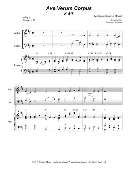 Ave Verum Corpus Duet For Violin And Cello Piano Accompaniment Page 2