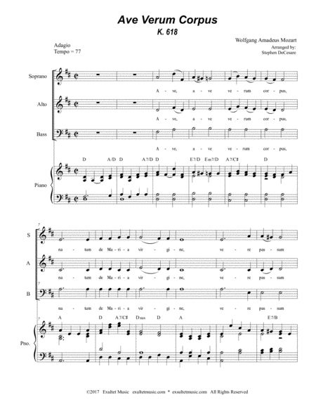 Ave Verum Corpus For Sab Piano Accompaniment Page 2