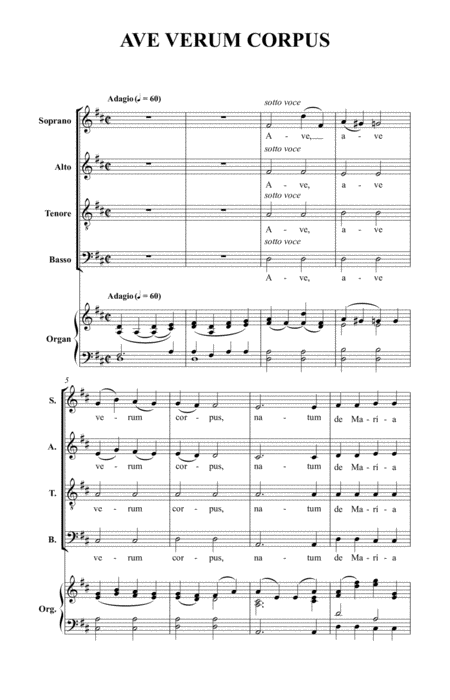 Ave Verum Corpus For Satb And Organ Accompaniment Page 2