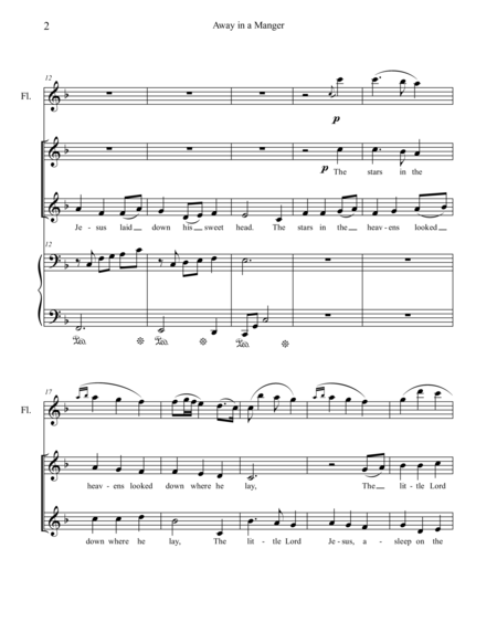 Away In A Manger 2 Part Choir Piano And Flute Page 2