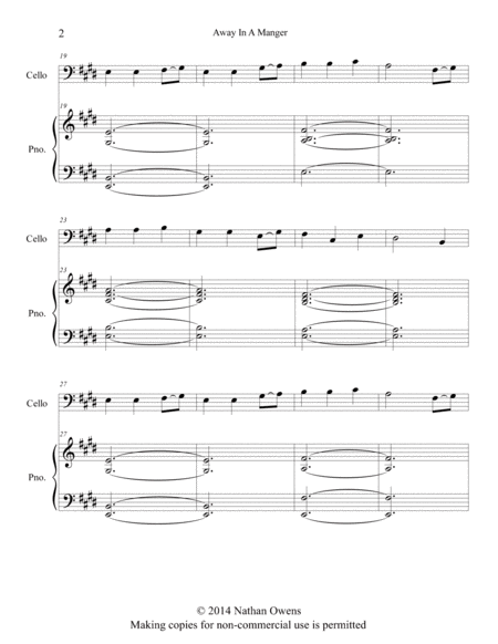 Away In A Manger Cello Piano Page 2