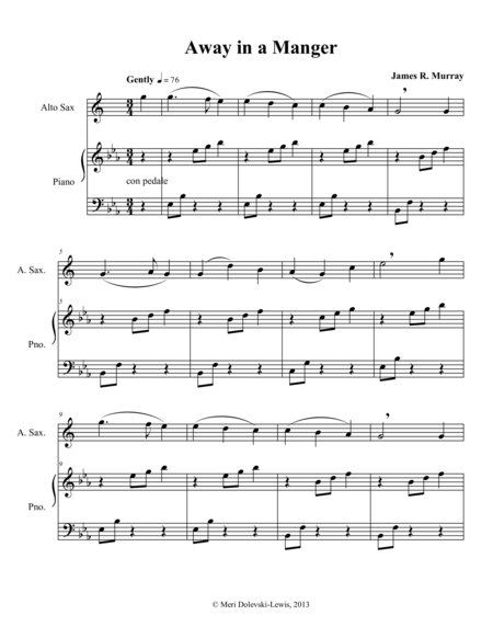 Away In A Manger E Flat Saxes Alto Baritone Piano Page 2