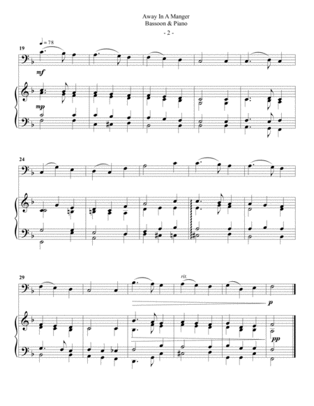 Away In A Manger For Bassoon Piano Page 2