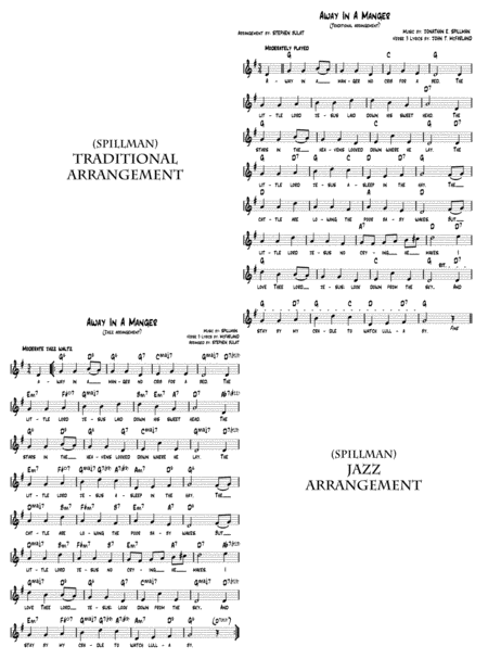 Away In A Manger Lead Sheet Arranged In Traditional And Jazz Style Key Of E Page 2