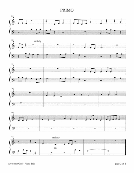 Awesome God Easy And Intermediate Piano Trio 1 Piano 6 Hands Page 2