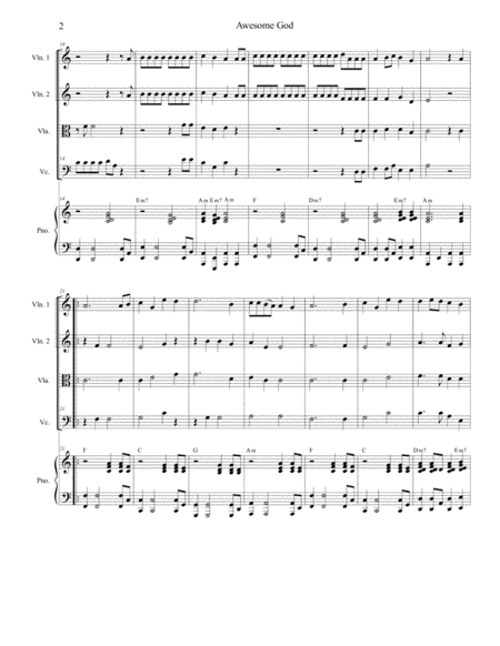 Awesome God For String Quartet Page 2