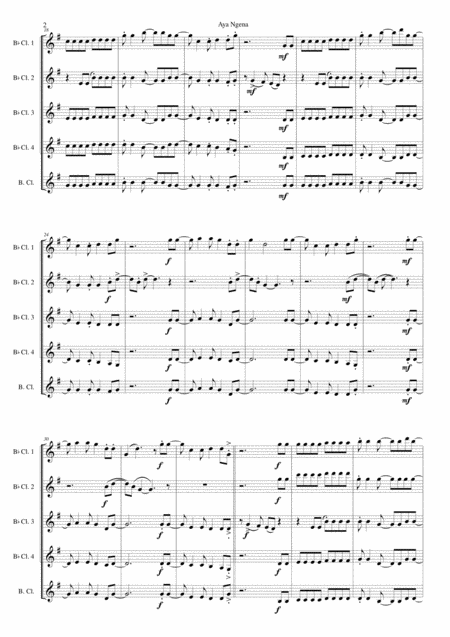 Aya Ngena For Clarinet Quintet 4 B Flats And 1 Bass Page 2